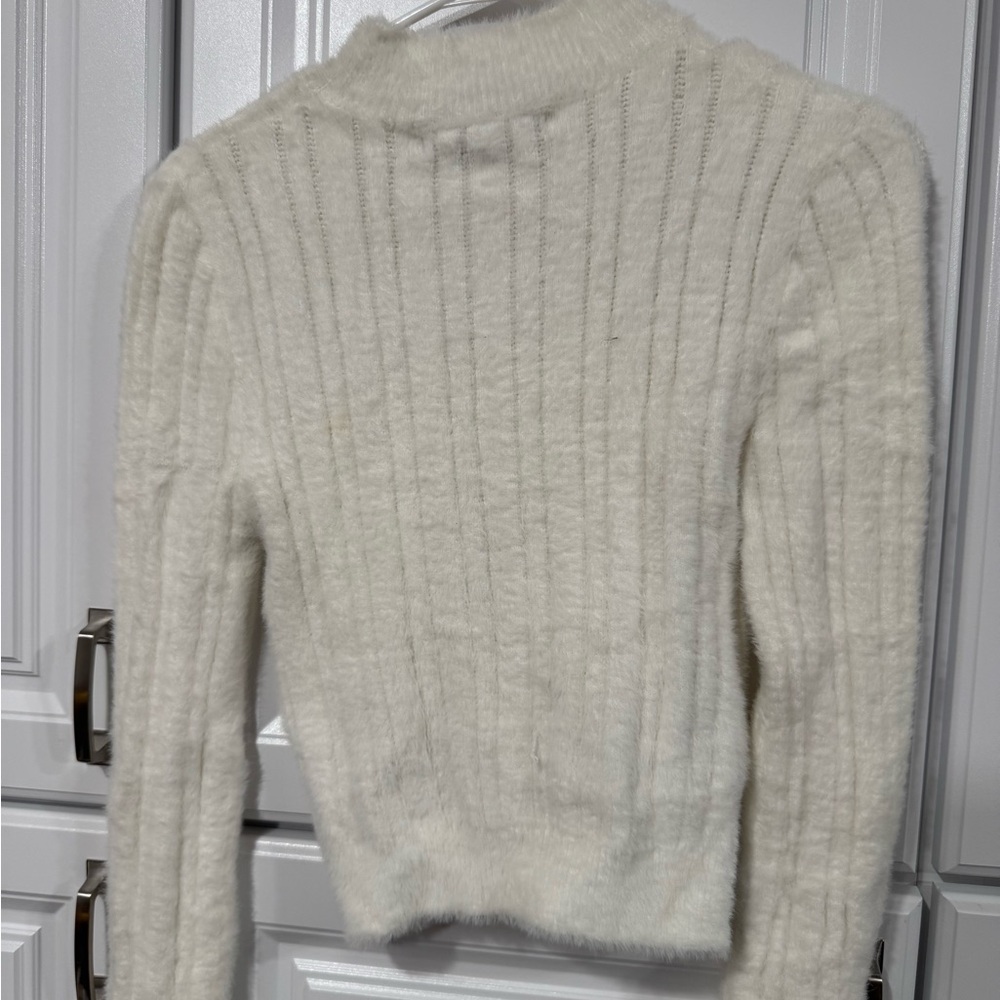 Forever 21 Cream Ribbed Turtleneck Sweater